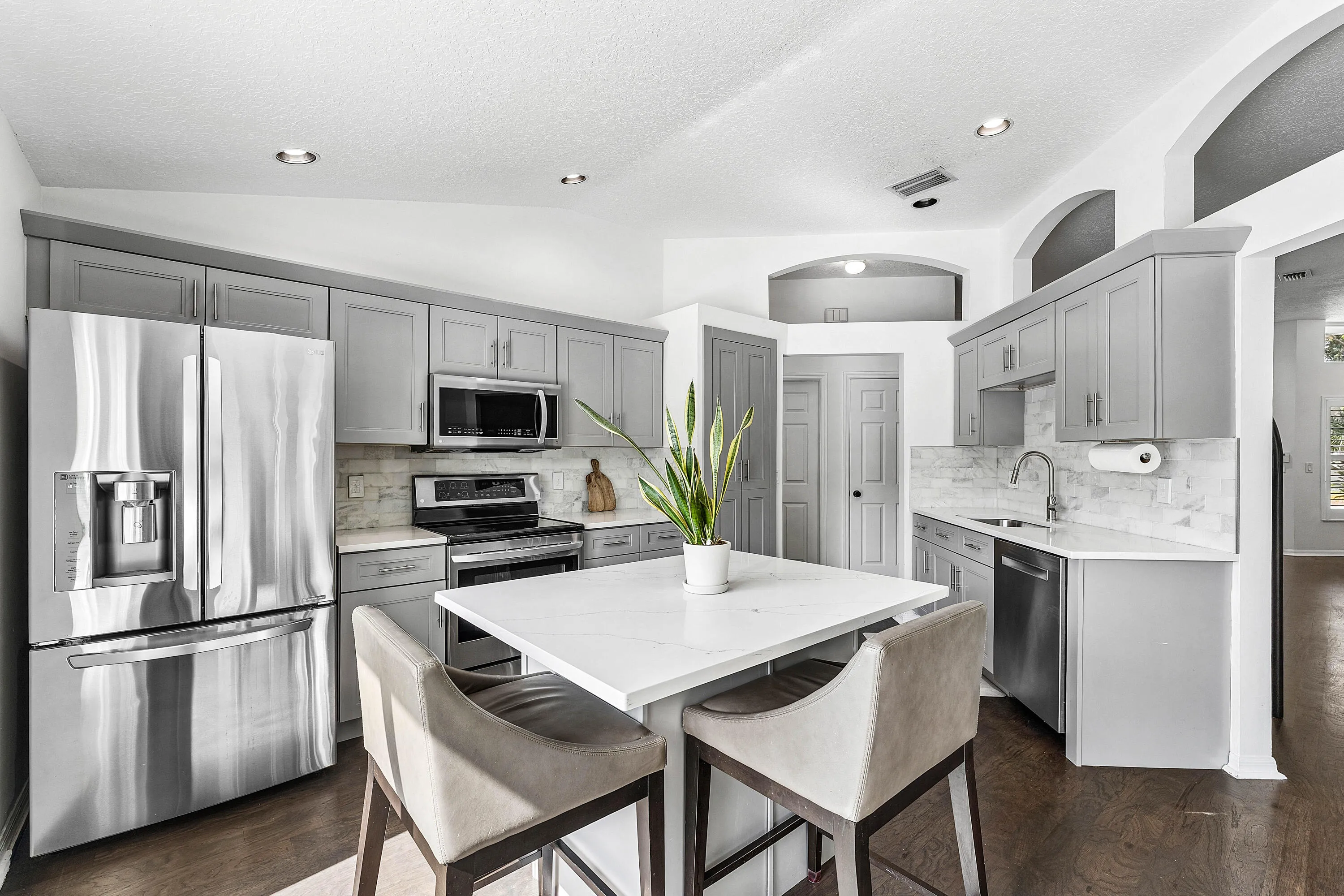 Updated kitchen with lake views