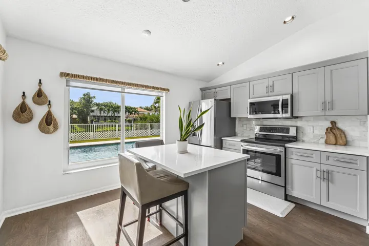 Updated kitchen with lake views