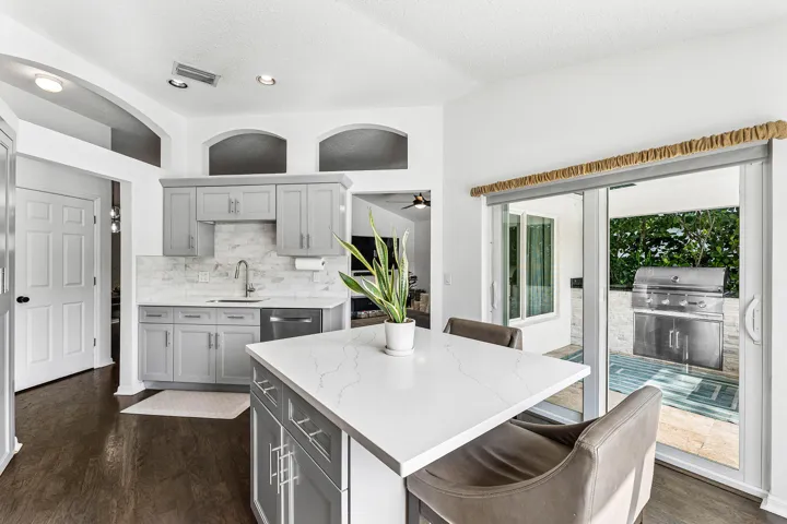Updated kitchen with lake views