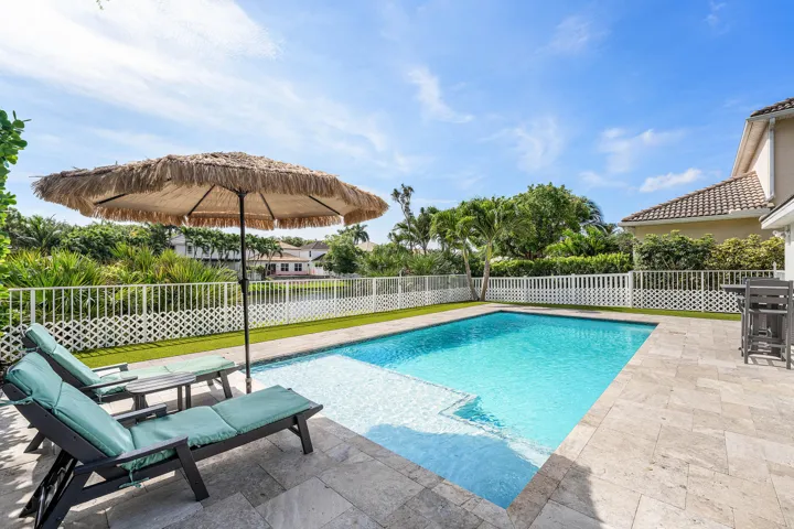 Salt chlorinated pool with lake views