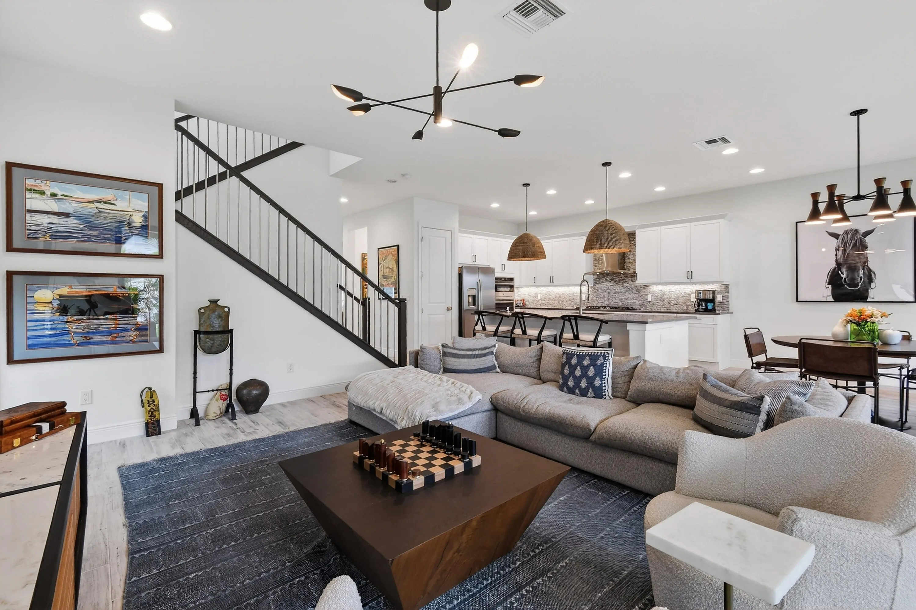Open-concept family room and kitchen designed for entertaining and everyday living.