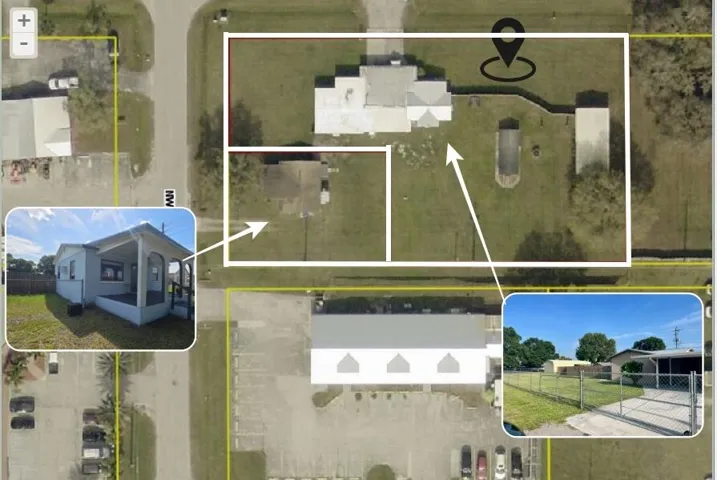 1 acre, 2 properties, 2 houses, 2 outbuildings included in this sale