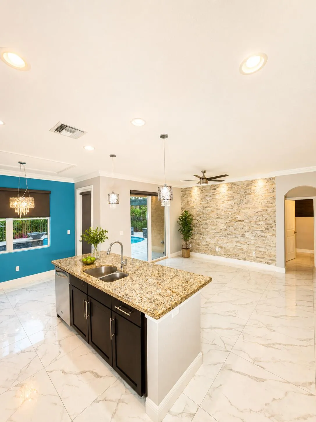 Kitchen Island and great room