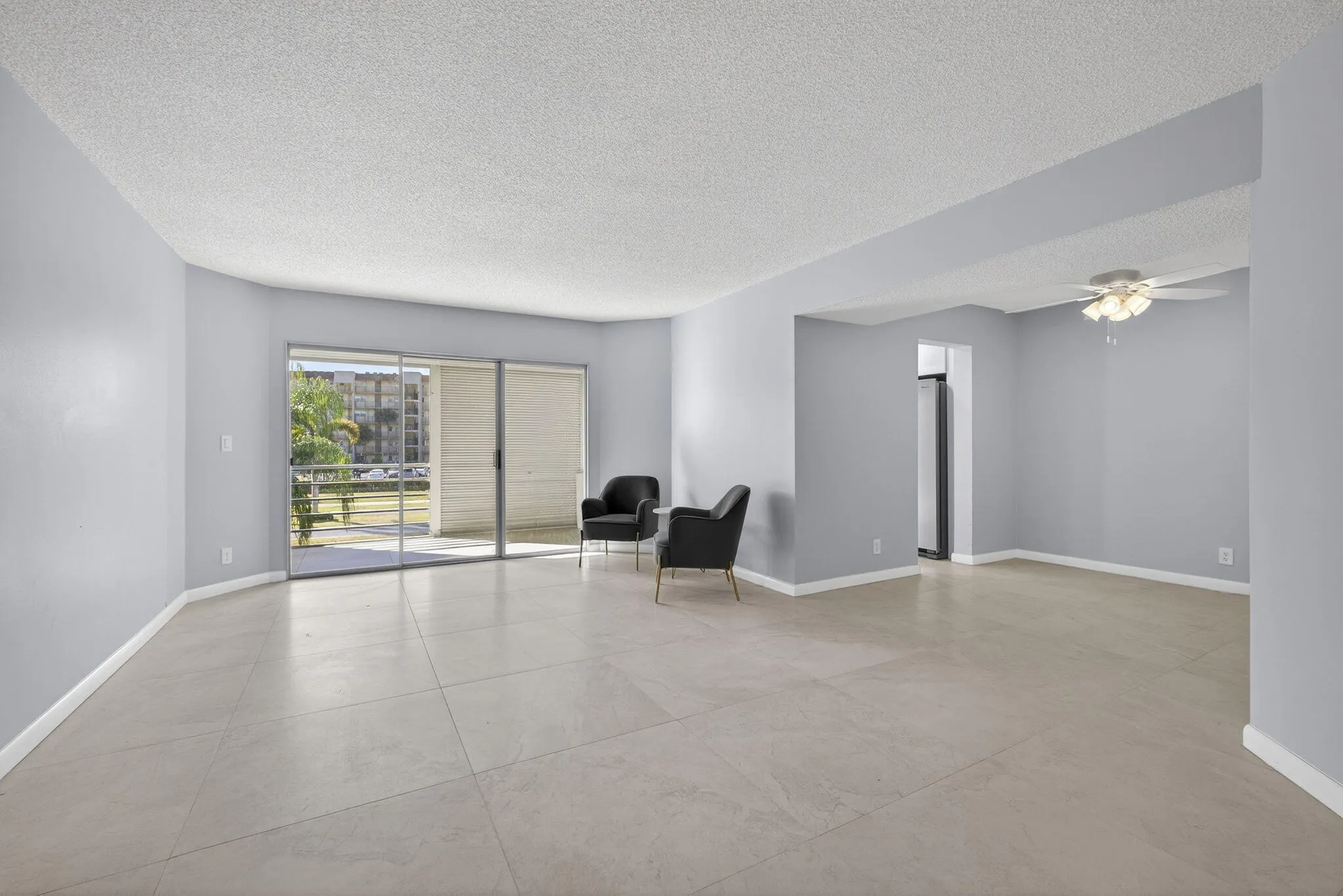 View of living room and dining room area