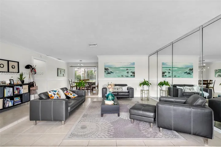 Slightly sunken to create a cozier living space.