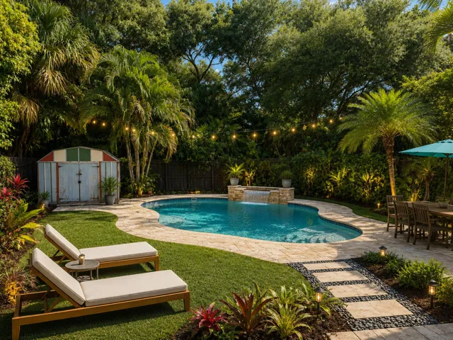 Virtual Staging - Showing a Pool Added to Backyard. Ample space to create this to your backyard