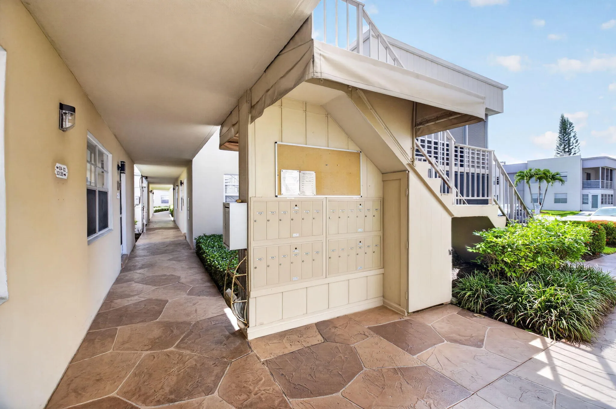 Exterior mailboxes just steps away from the condo!