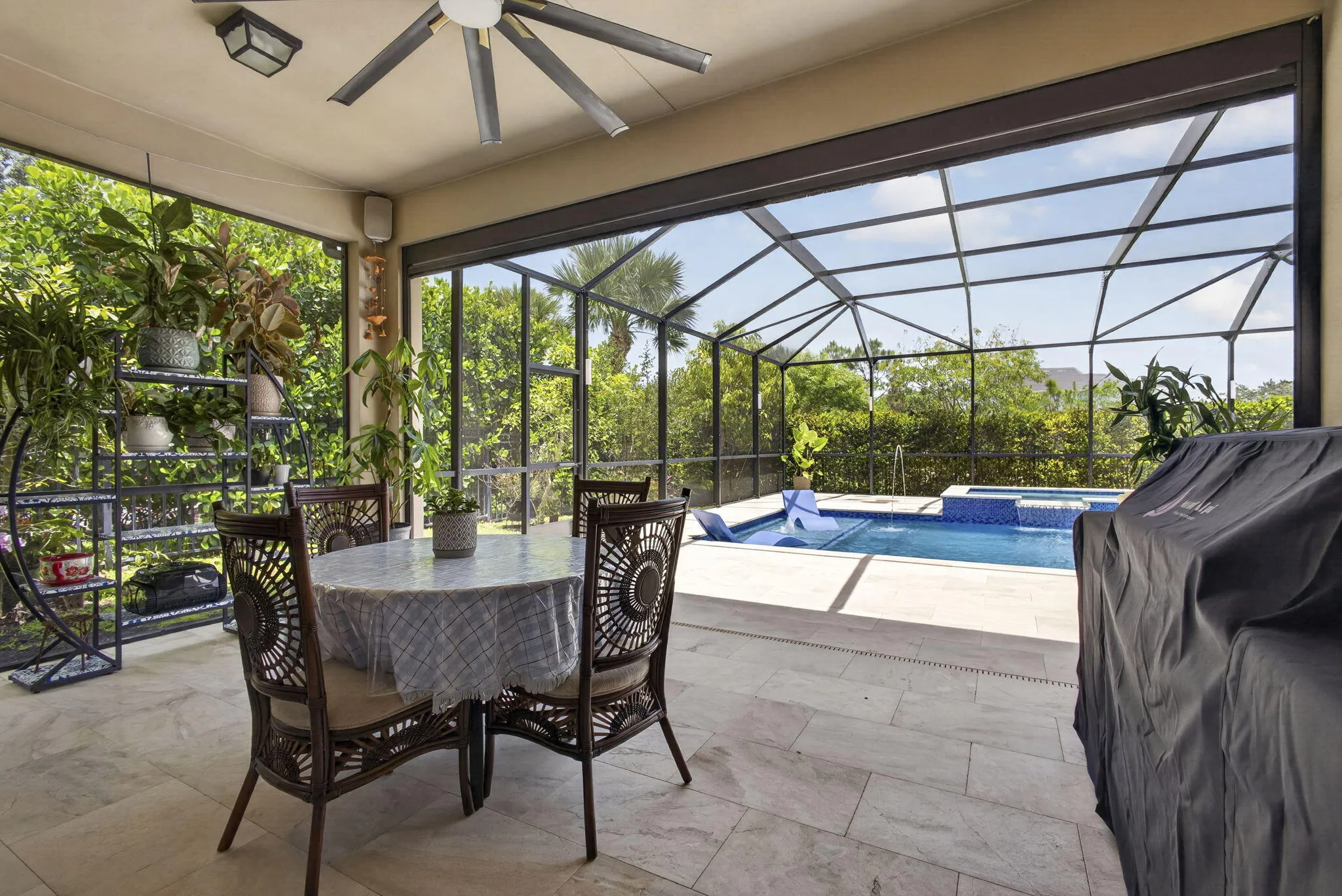 Screened pool with phantom screen over lanai.