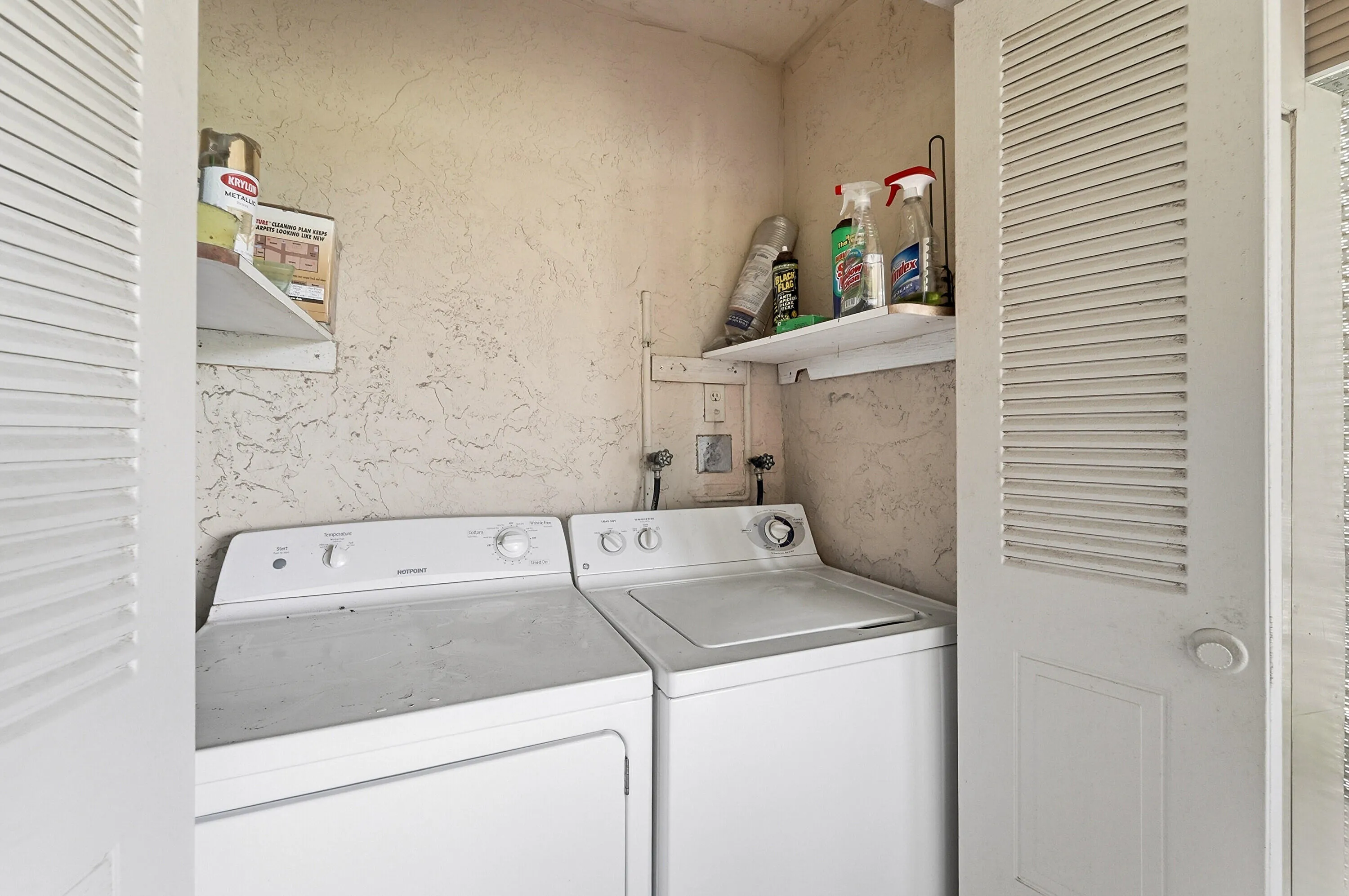 Tucked away in balcony closet