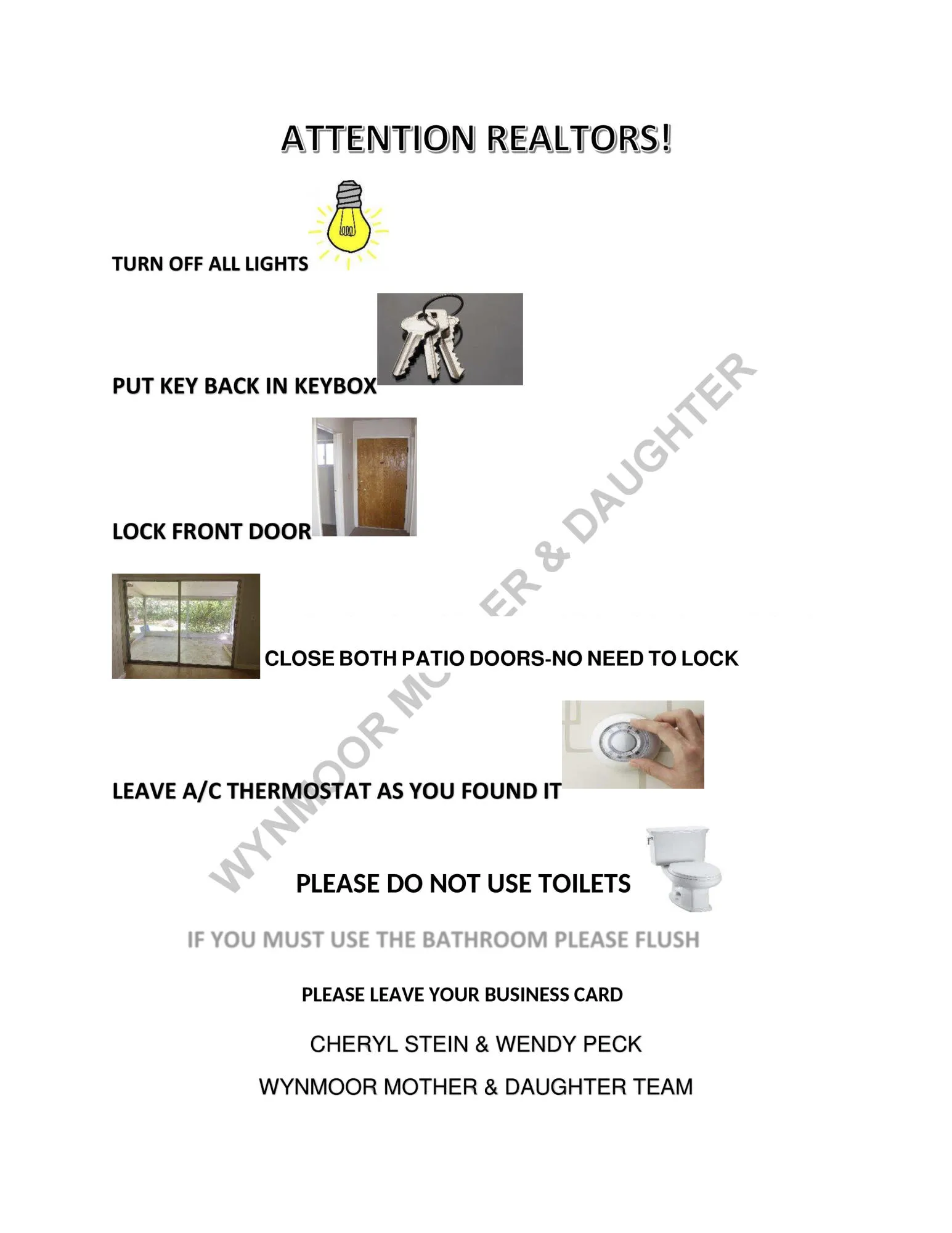ATTENTION REALTORS SIGN WYNMOOR MOTHER