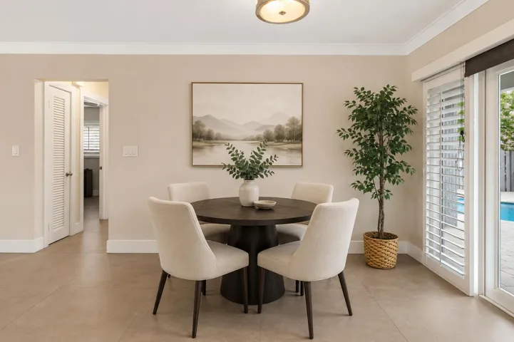 Virtually staged dining area.