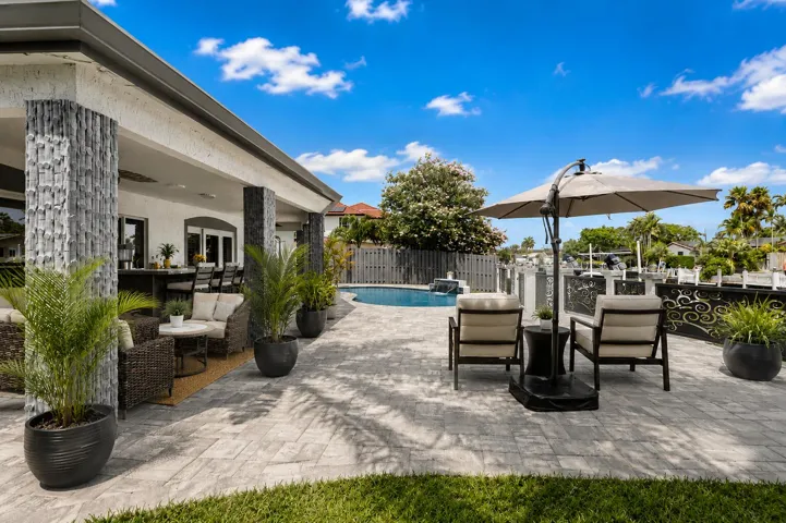 Virtually staged backyard.