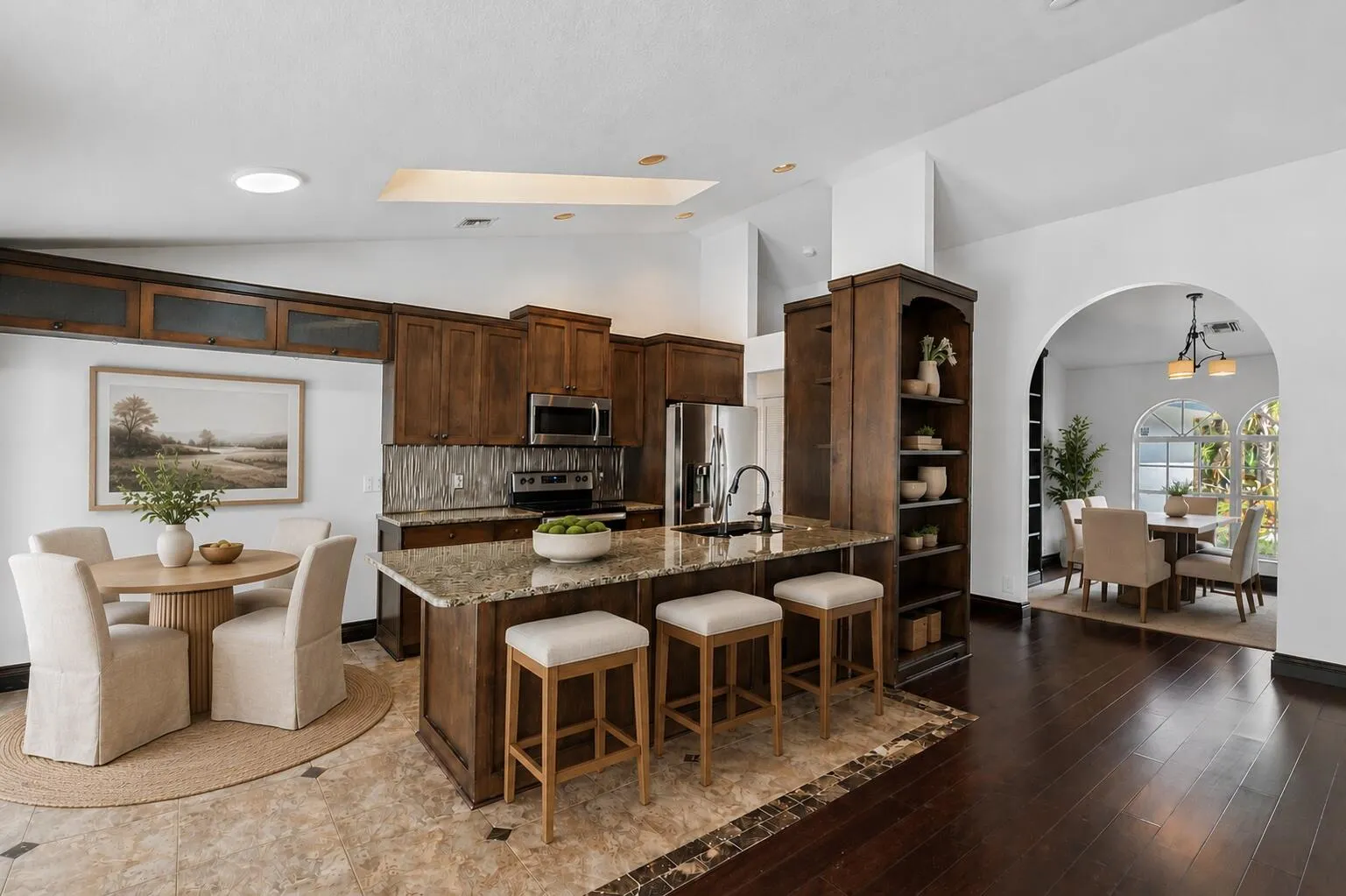 Kitchen and dining (virtually staged)