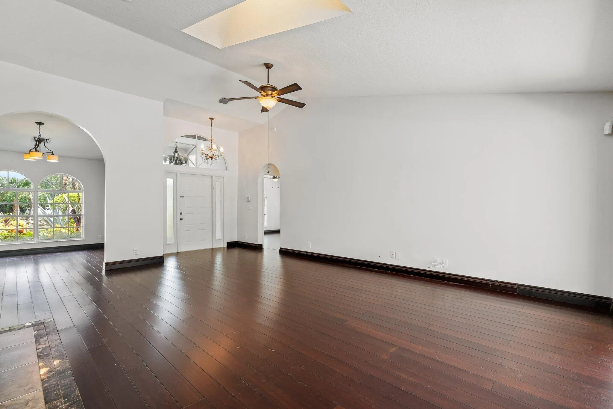 Living room with vaulted ceiling