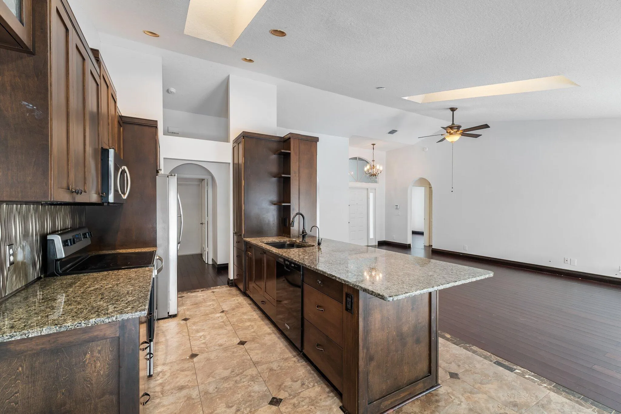 Kitchen island and bar seating