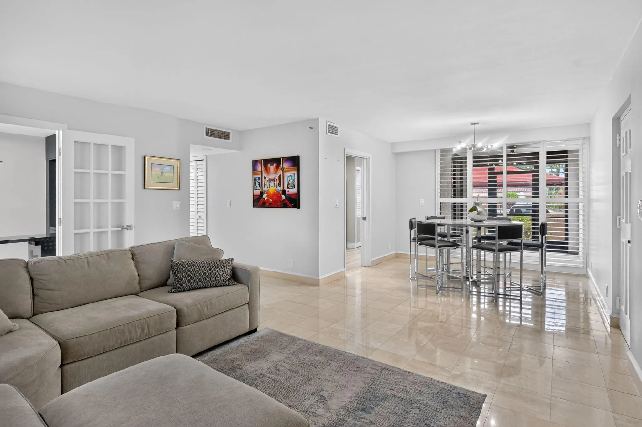 Living area and dining area