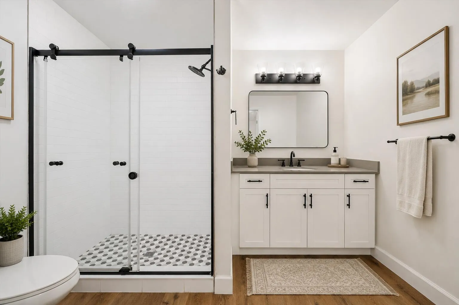 master bathroom no shelf