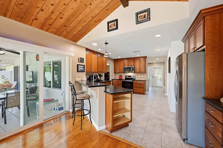 View of Kitchen from Den