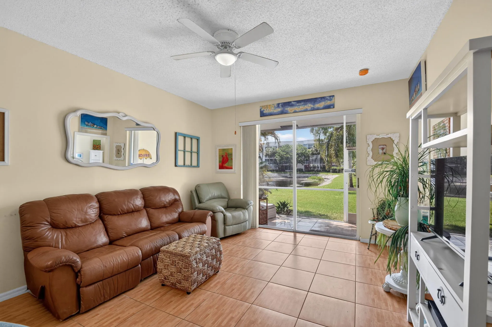 Living room with lake view