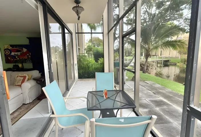 Balcony with lake view