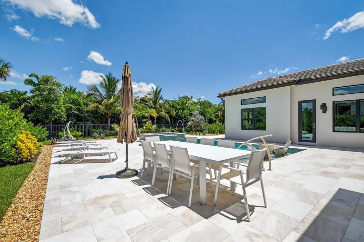 Large Patio with Honed Marble Pavers