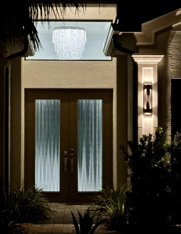 Night Front Entry & Chandelier