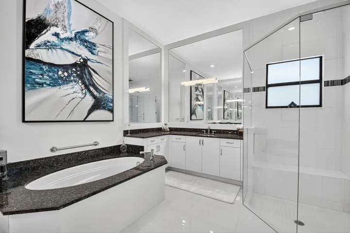 Large Main Bathroom with Frameless 3-sided Shower Enclosure