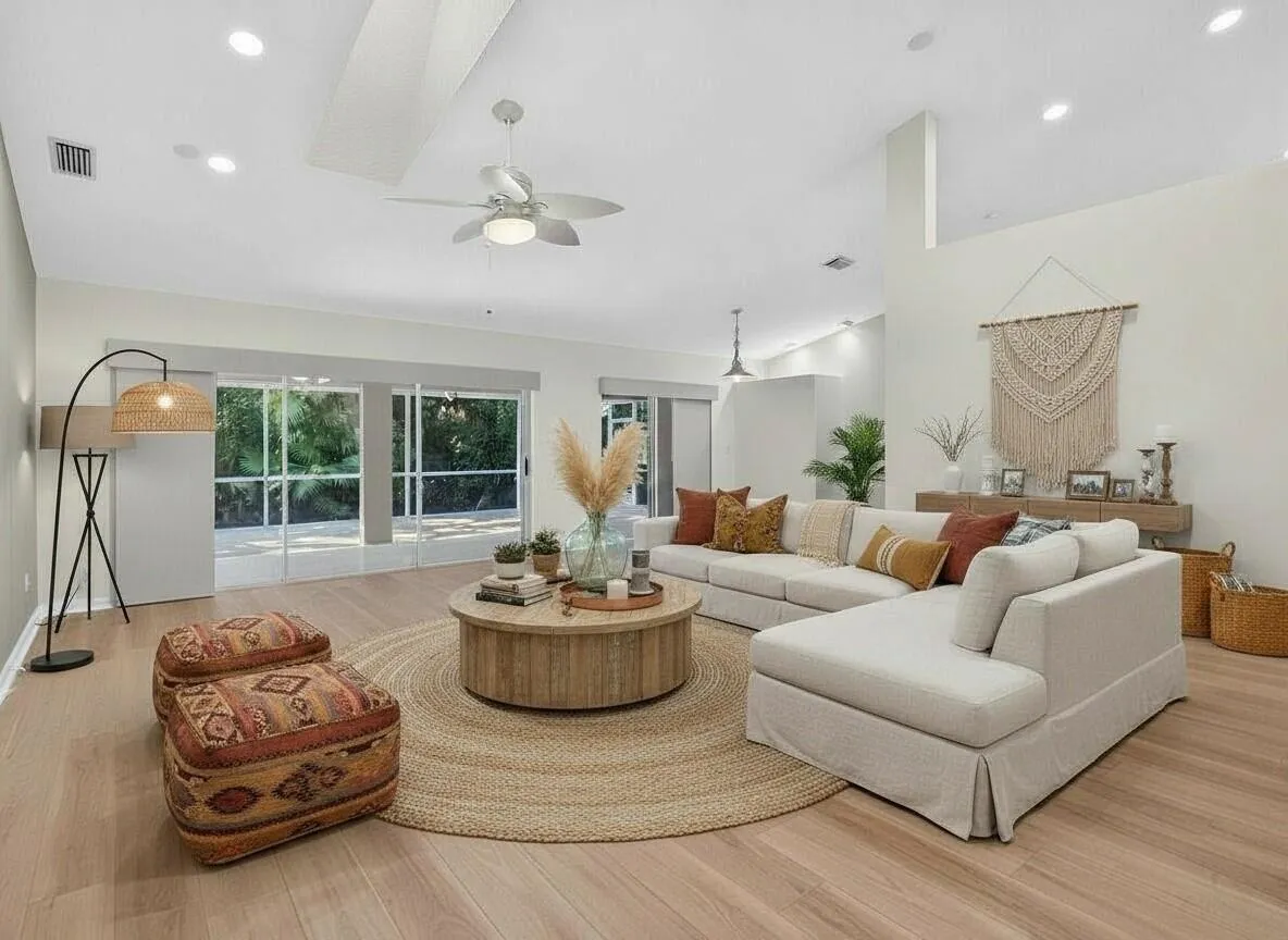 family room virtually staged
