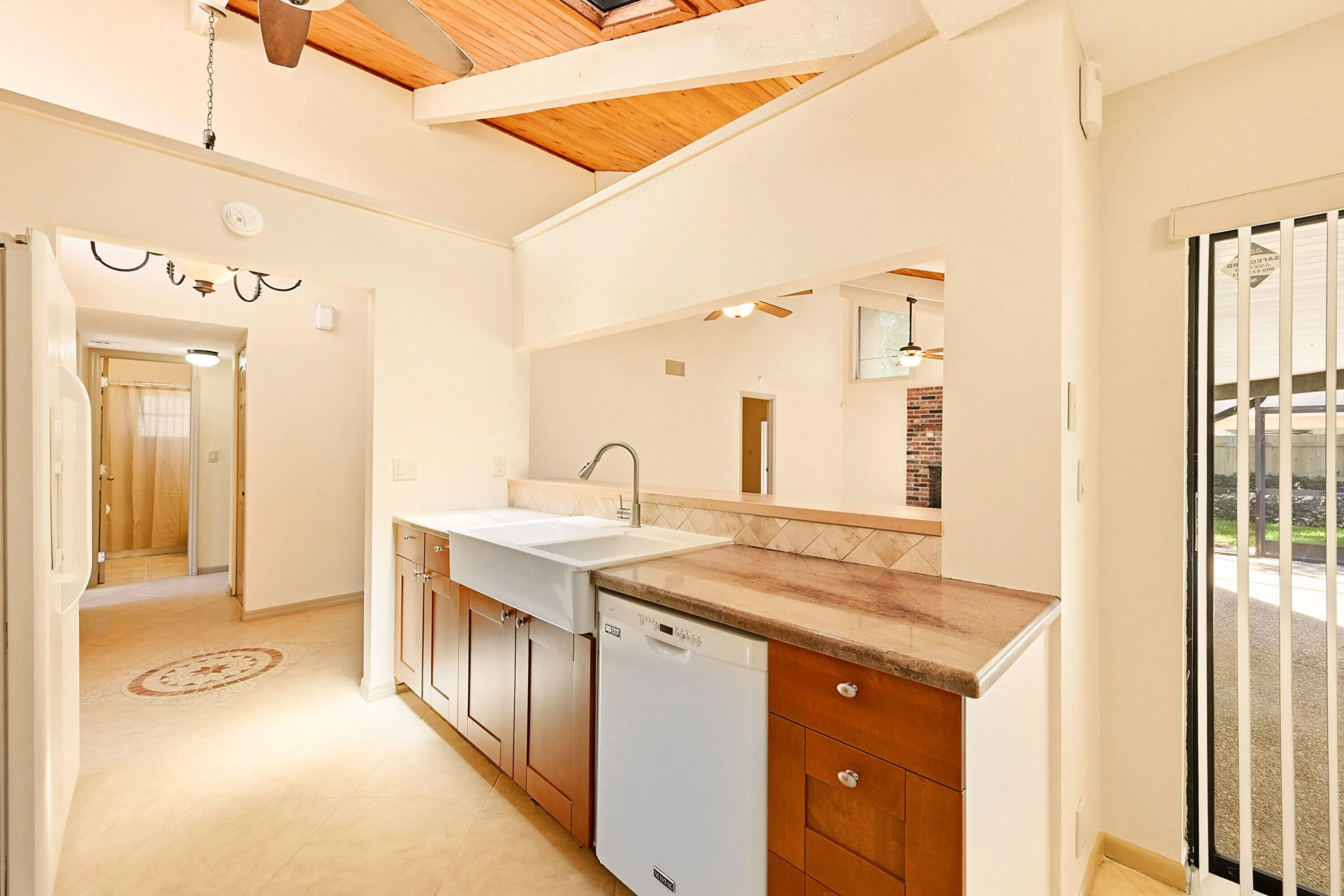 Farmhouse sink. Looking towards front hallway
