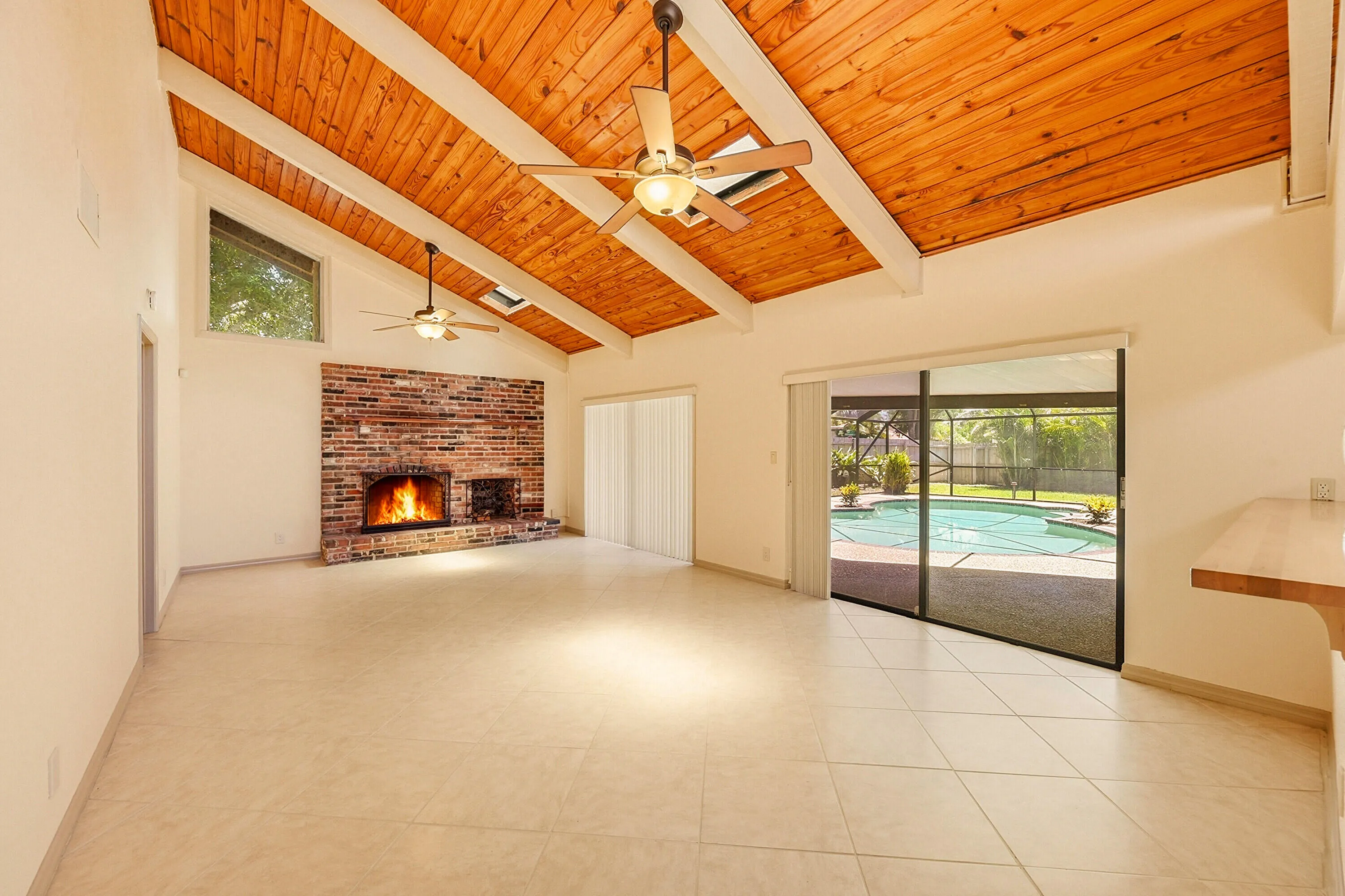 Wood burning fireplace