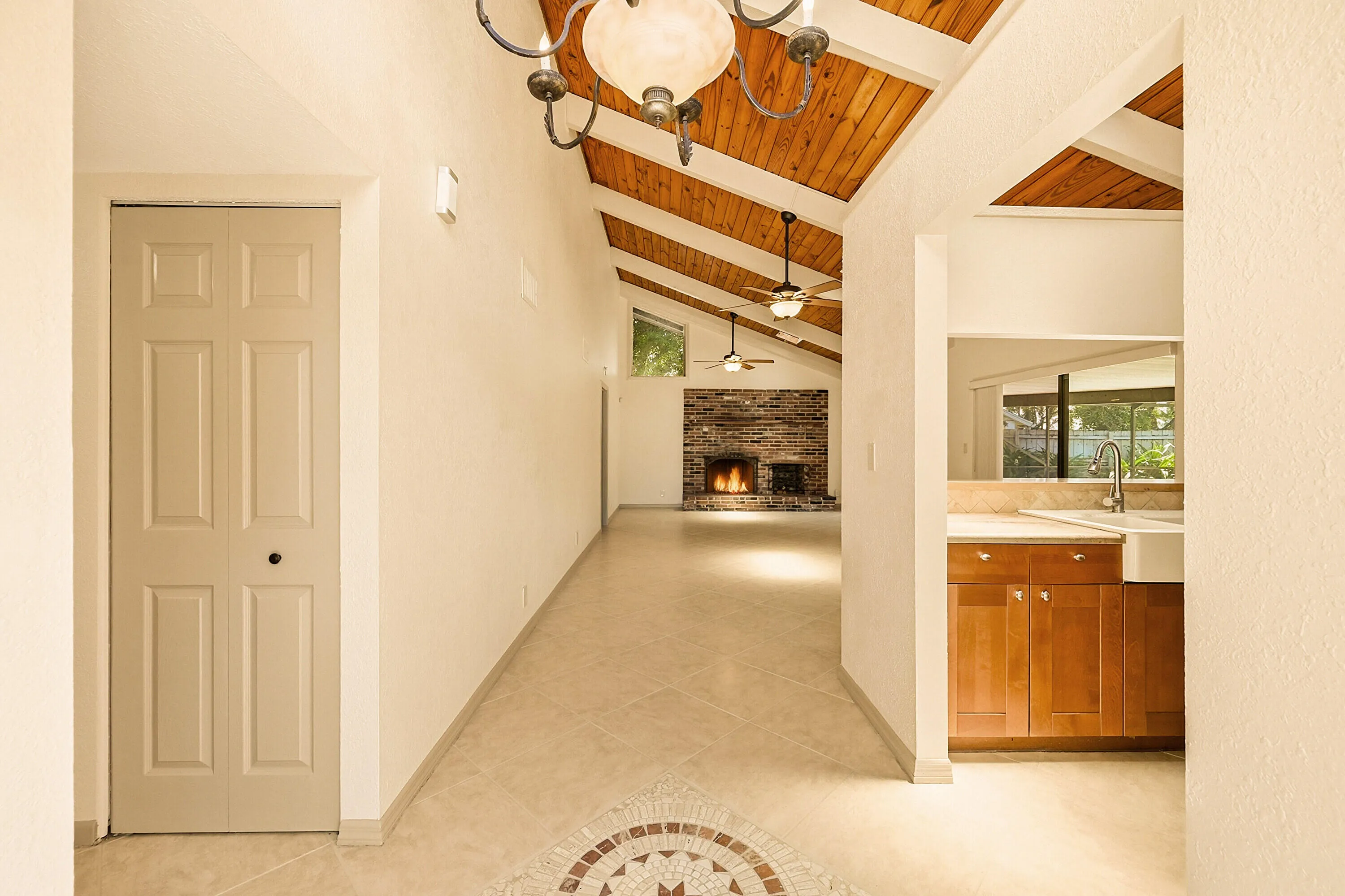 Kitchen on the right; Great room straight ahead