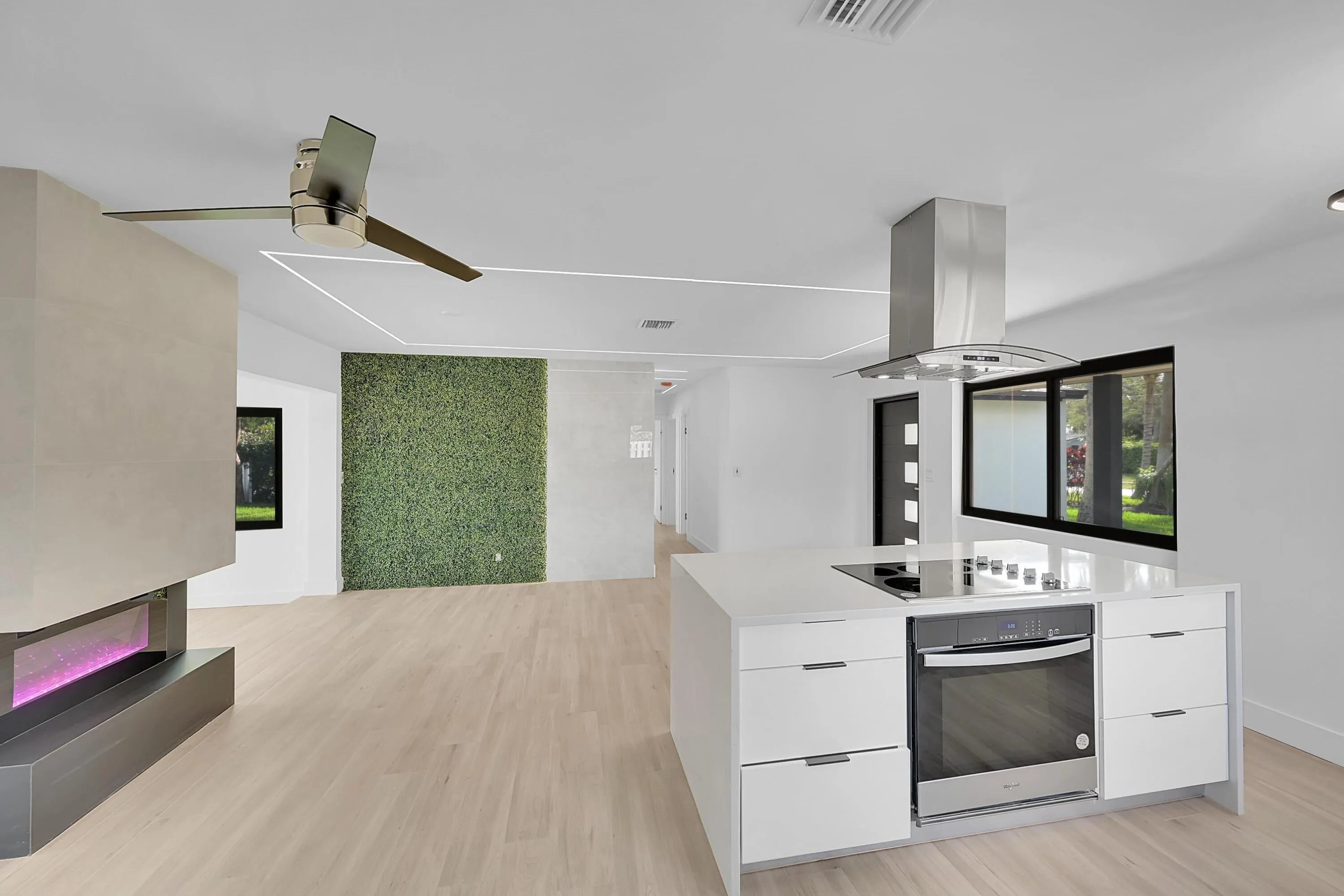 kitchen and living area