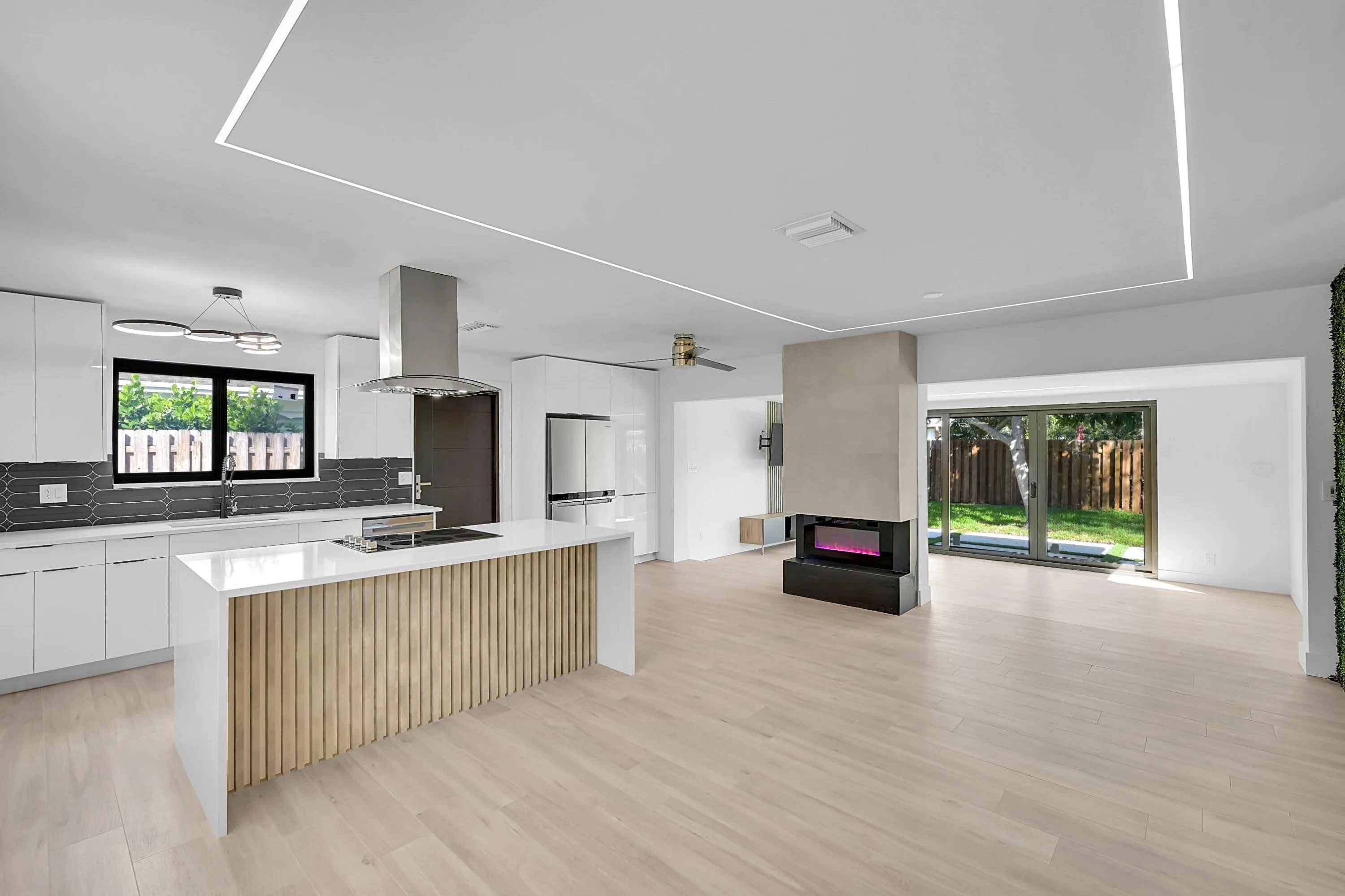 kitchen and living area