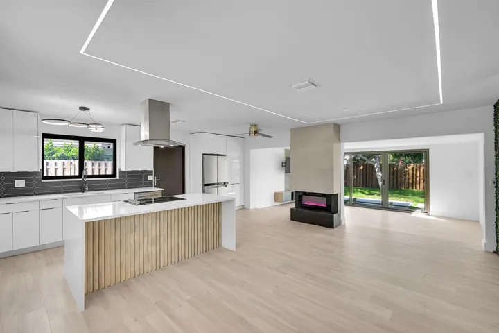 kitchen and living area