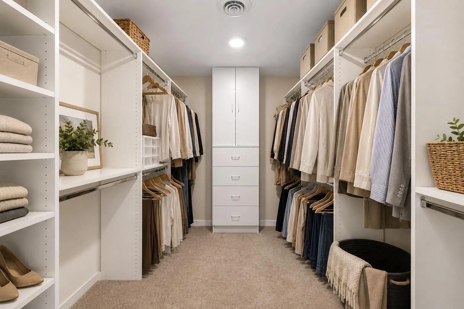 Virtually Staged Primary Closet