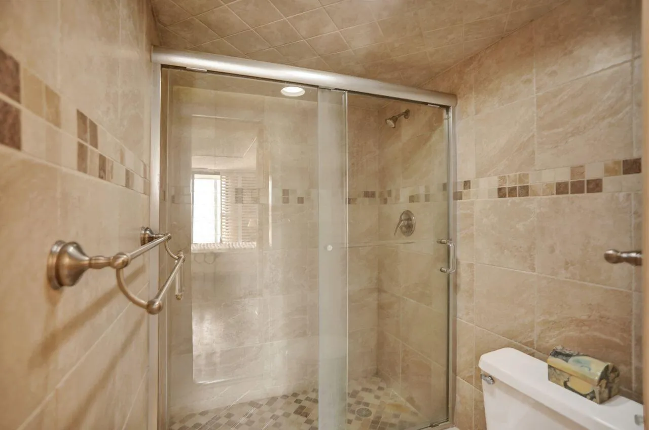 Primary bathroom with separate step in shower