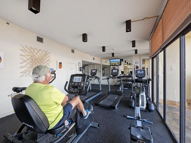 Fitness room with access from the pool deck (right off the patio)