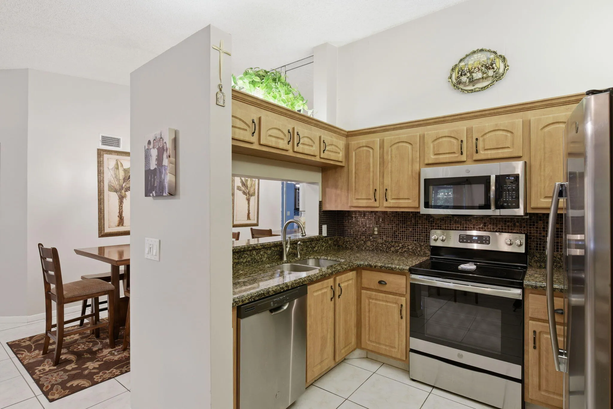 Updated kitchen with pass through to dining room