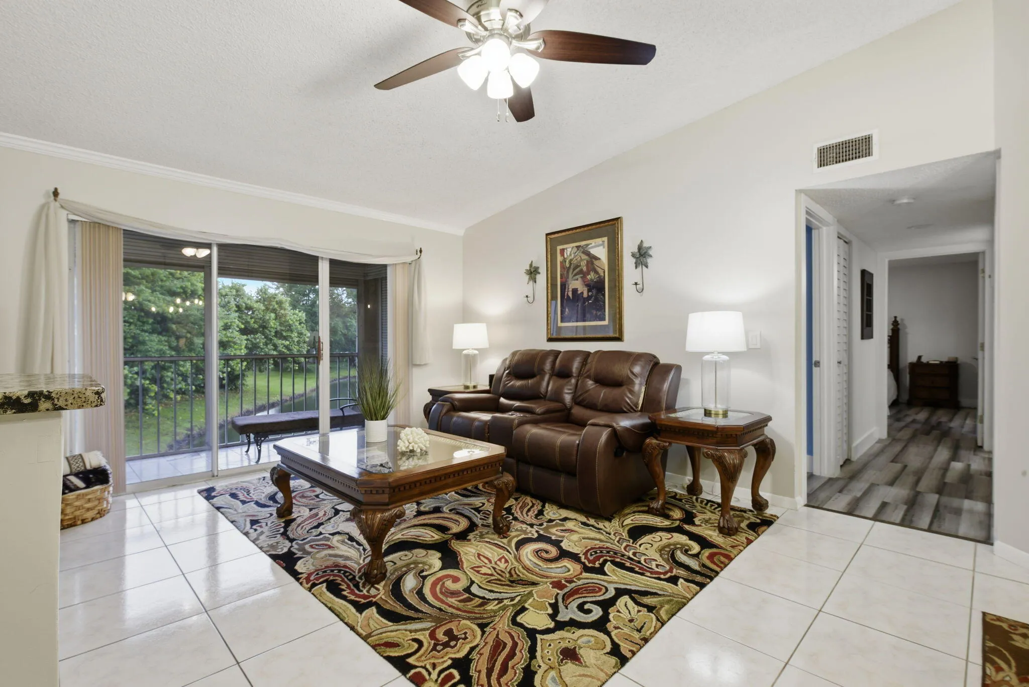 Large living area with sliders to patio