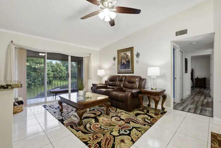 Large living area with sliders to patio