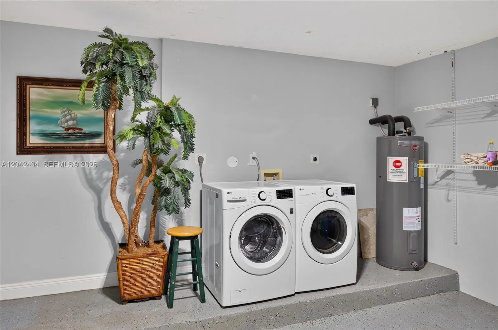 Laundry in garage.
