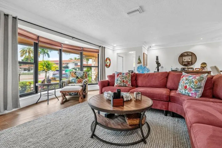 living room showing sliders