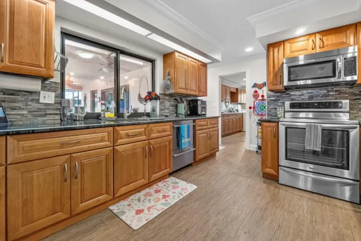 Kitchen with stainless steel appliances