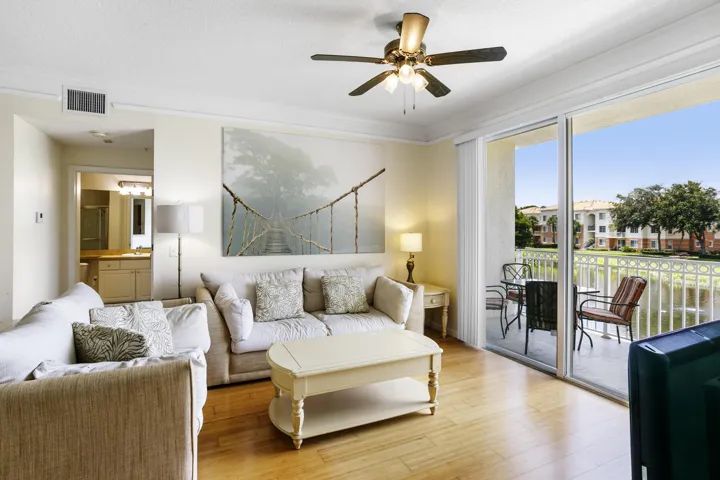 Living room with lake view