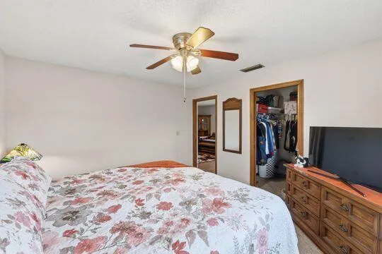 Spacious bedroom with large closet