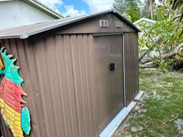 Storage shed on not patio