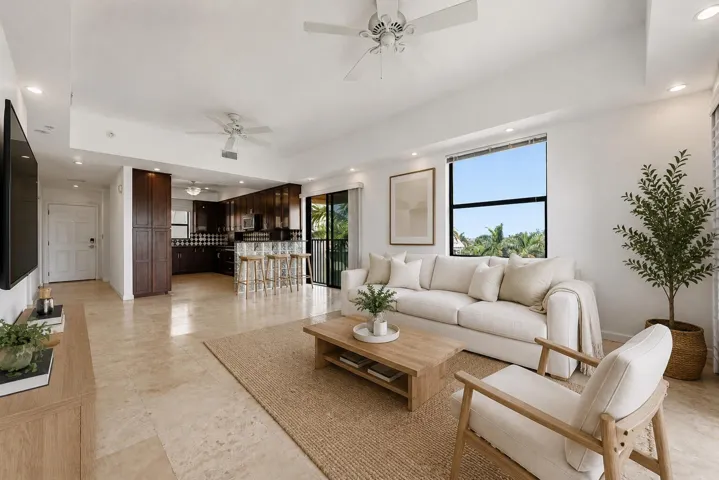 Living room and kitchen digital staged