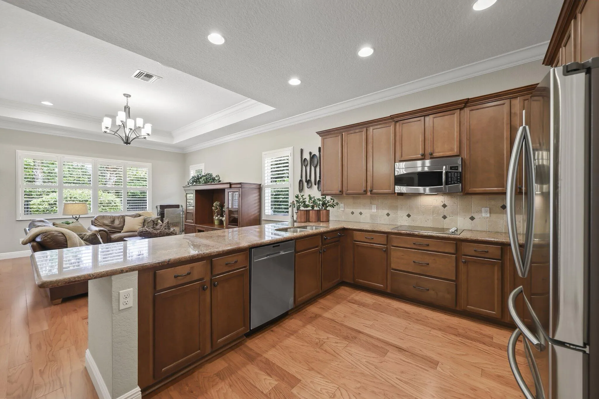 Open flow from kistchen to family room and breakfast nook. Room for half a dozen bar stools too