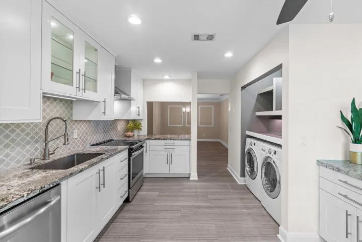 Convenient laundry center in kitchen