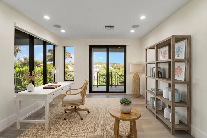 Virtually Staged Office with Balcony